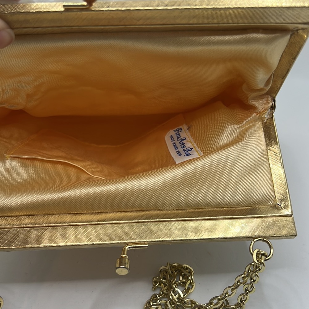 VTG Gold sequin 60s evening bag elegant night out purse formal lady like gala - Picture 10 of 12